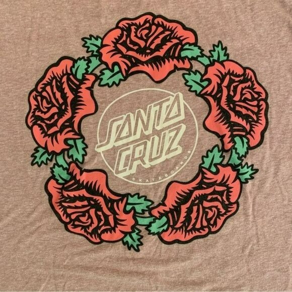 NHS womens size S pink short sleeve t-shirt with Santa Cruz and roses graphics - Picture 8 of 8